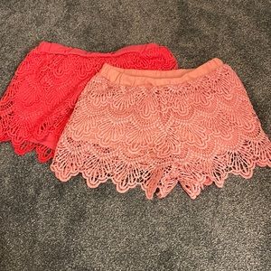 2 pairs of girls pink shorts